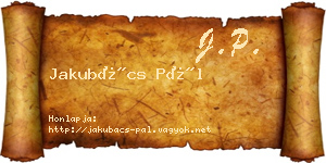 Jakubács Pál névjegykártya